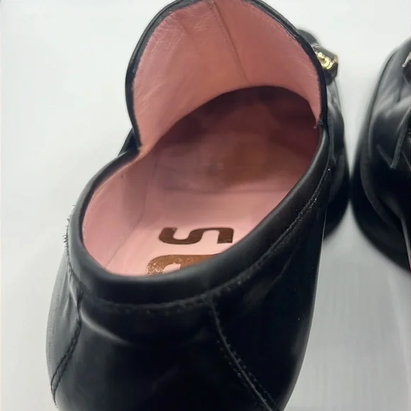 RAS black chunky heel leather loafer square toe/heel w/jewel detail SZ 39 US 9 - Picture 6 of 13